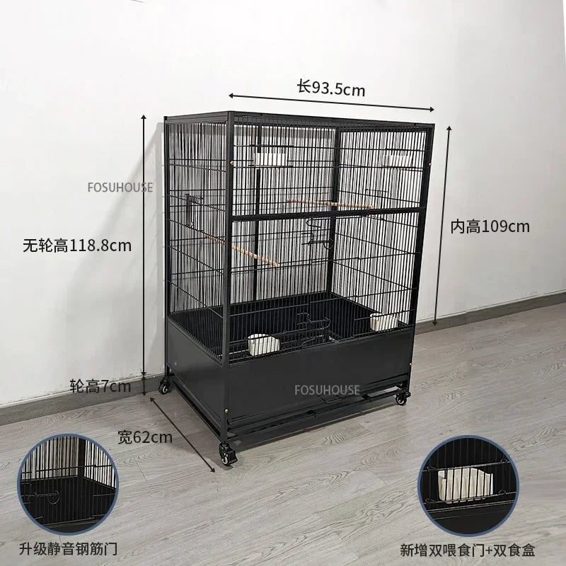 SkyPalace™ Bird Cage – Large Luxury Wrought Iron Villa for Budgies, Cockatiels & Parrots | Splash-Proof Comfort Home