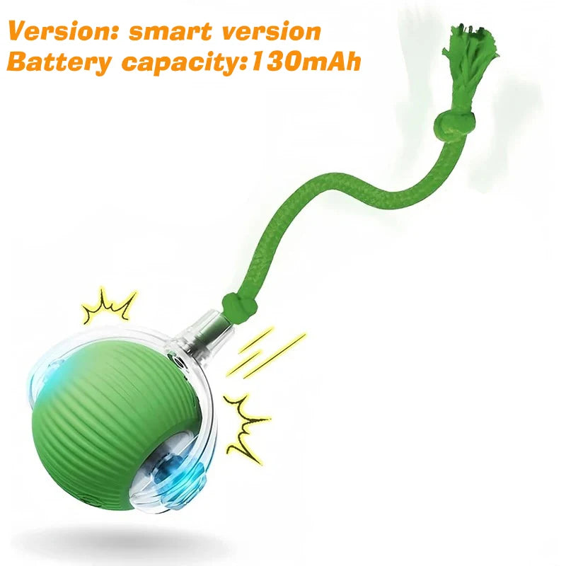 Interactive SmartRoll™ dog ball by Petivo, featuring automatic rolling and a rechargeable design for playful pets.
