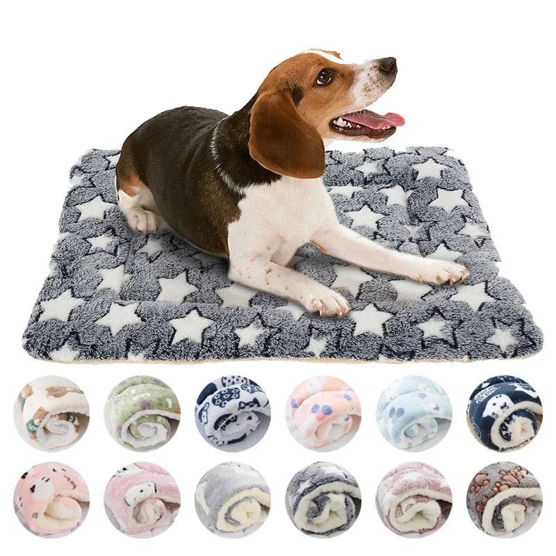 CozyNest™ flannel pet mattress in soft beige, perfect warm sleeping pad for dogs, cats, and puppies.