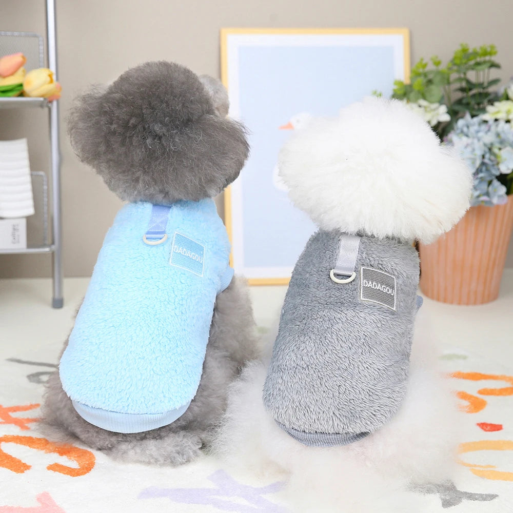 Soft cozy FurSnuggle™ warm plush pet t-shirt for dogs and cats in a vibrant color, showcasing its fluffy texture.