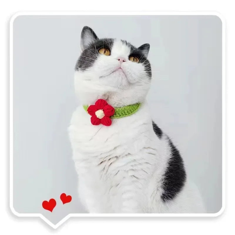 Lightweight PetalPals™ crochet bowtie necklace with a knitted flower charm, adjustable and ultra-soft for comfort.