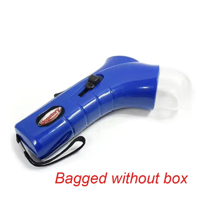 FetchFire™ Portable Treat Shooter in action, lightweight design for hands-free pet training with a spring-loaded mechanism.