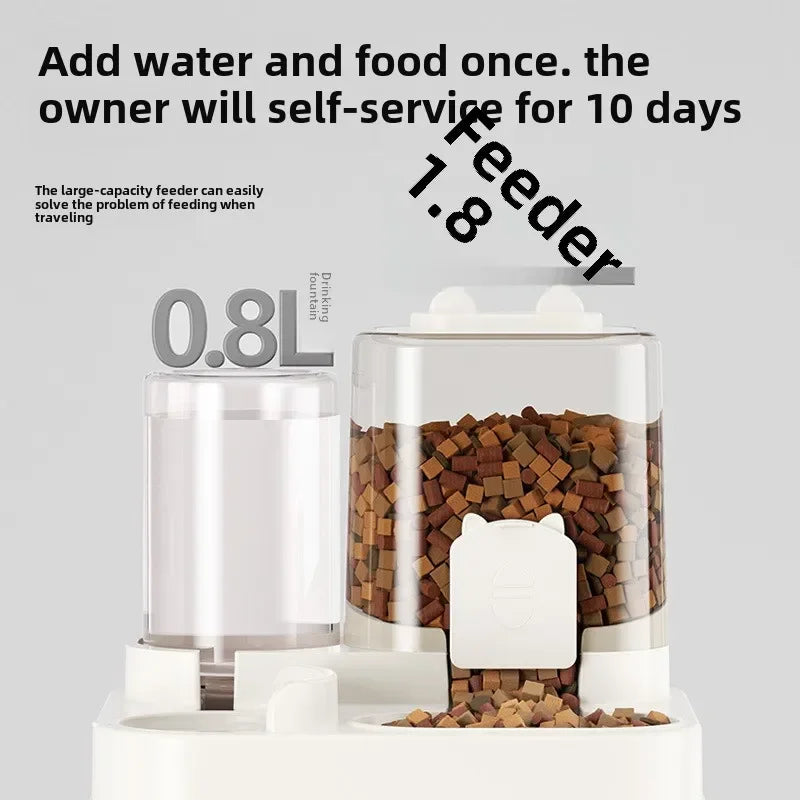 PureStream 2-in-1 Hydration Station with automatic waterer and tilted food bowl for cats and dogs, showcasing quiet operation.
