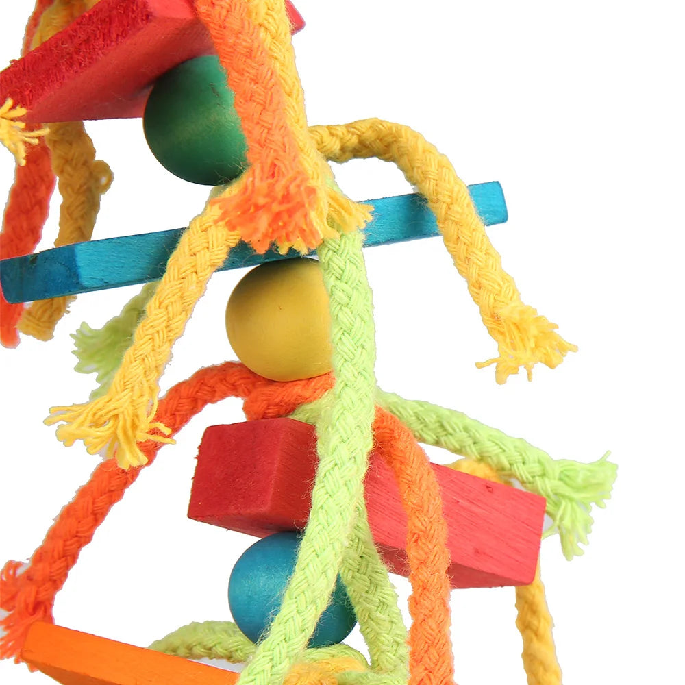 CornerView™ fan-shaped lookout platform for parrots and small pets, featuring sturdy wooden design for cage mounting.