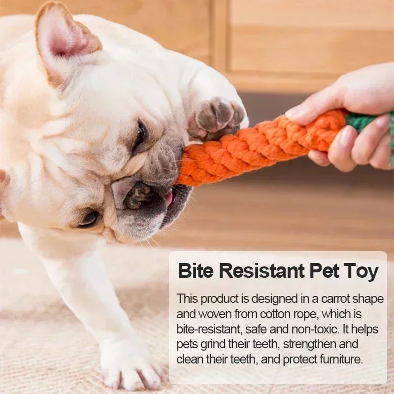Braided cotton rope dog toy by Petivo, designed for puppies with a durable, bite-resistant texture.
