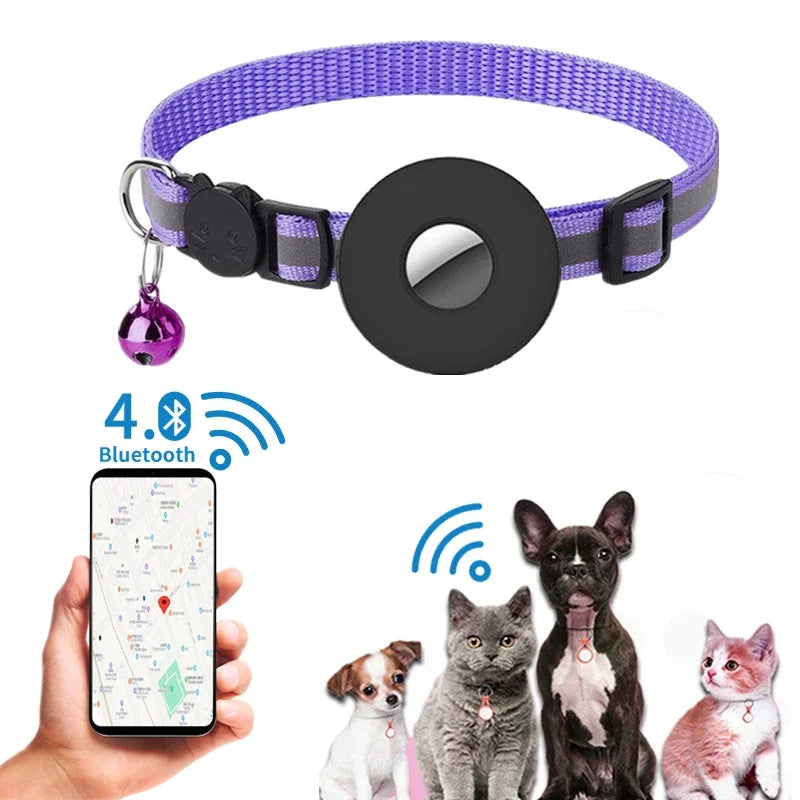 PetFinder™ wearable GPS tracker collar in blue, designed for pets, showcasing smart anti-lost locator features.