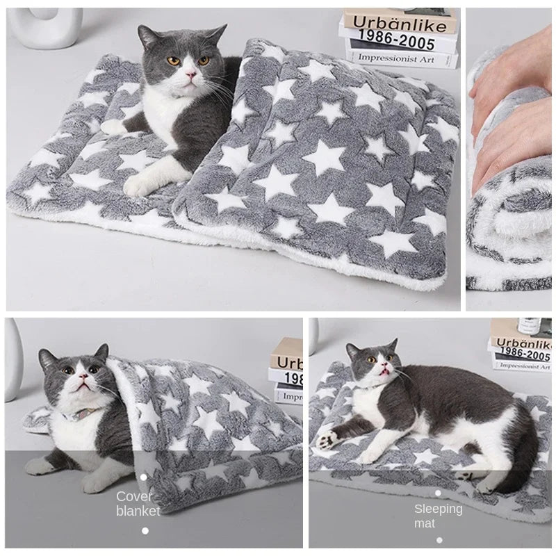 CozyNest™ flannel pet mattress in warm tones, designed for comfortable sleeping for dogs, cats, and puppies.
