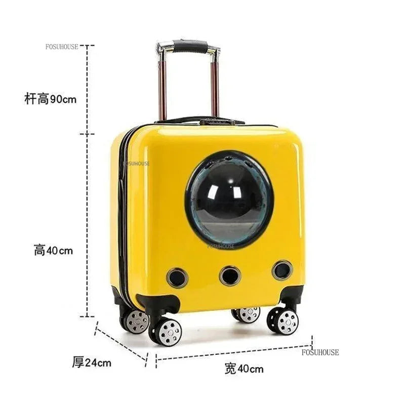 CrystalRide™ Pet Carrier – Transparent Rolling Trolley & Backpack for Cats & Small Dogs | Breathable Outdoor Travel Bag