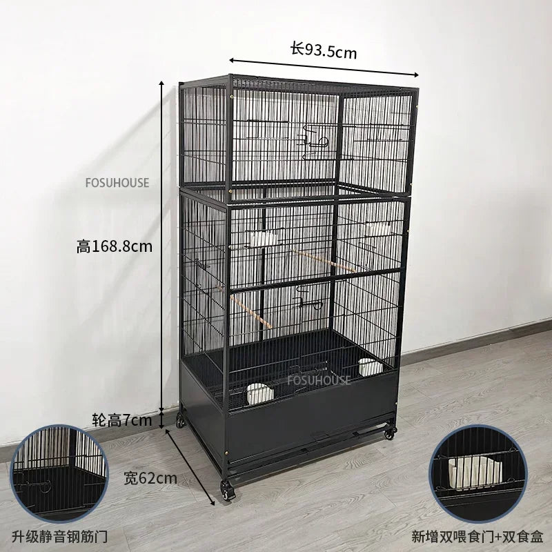 SkyPalace™ Bird Cage – Large Luxury Wrought Iron Villa for Budgies, Cockatiels & Parrots | Splash-Proof Comfort Home
