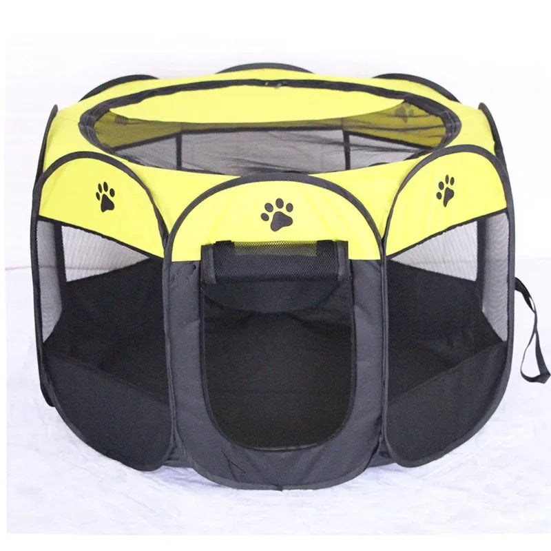 FurFort™ foldable pet tent and playpen for dogs and cats, featuring a portable design and spacious interior.