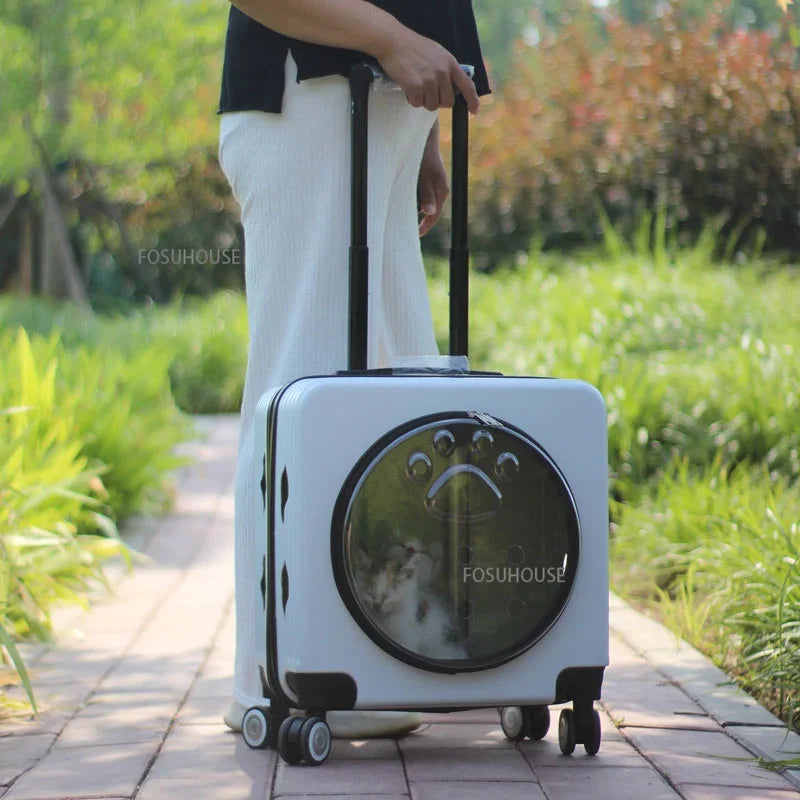 ClearVoyage™ Pet Travel Carrier – Transparent Breathable Trolley & Shoulder Backpack for Cats & Small Dogs