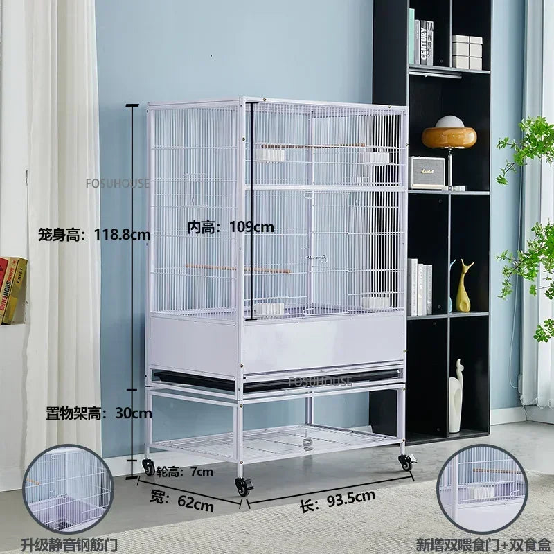 SkyPalace™ Bird Cage – Large Luxury Wrought Iron Villa for Budgies, Cockatiels & Parrots | Splash-Proof Comfort Home