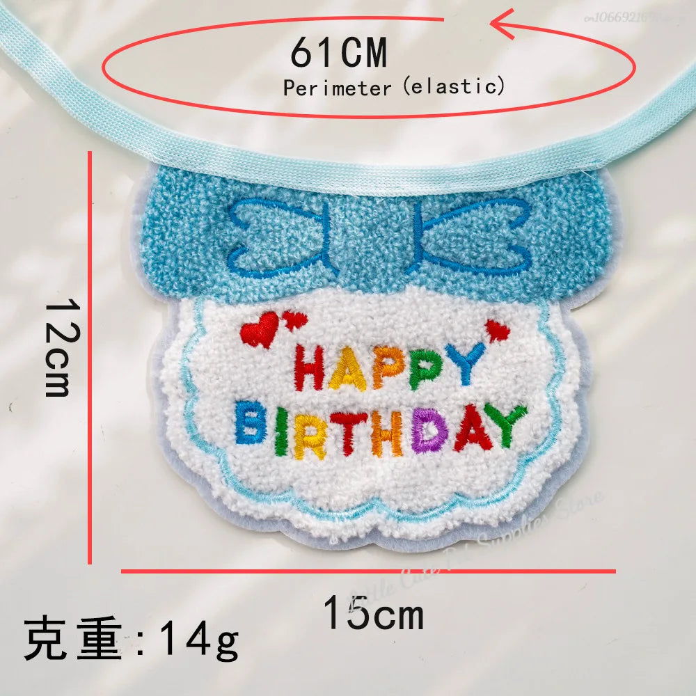 GlamPet™ cat birthday party hat and bib with adjustable bandana, colorful outfit for cats and puppies celebrating.