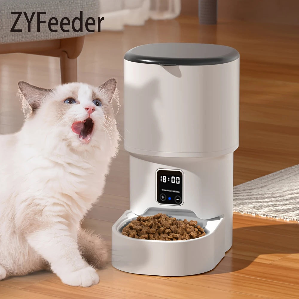 FreshPaws™4L WIFI Button Automatic Cat Feeder Intelligent Cat and Dog Pet Feeder Smart Pet Cat Food Dispenser Pet Feeder(No 5V 1A plug)