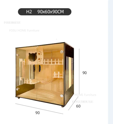 RoyalPaws™ Luxury Cat Villa – Solid Wood Oversized Indoor Cat House with Waterproof Design & Spacious Multi-Level Comfort