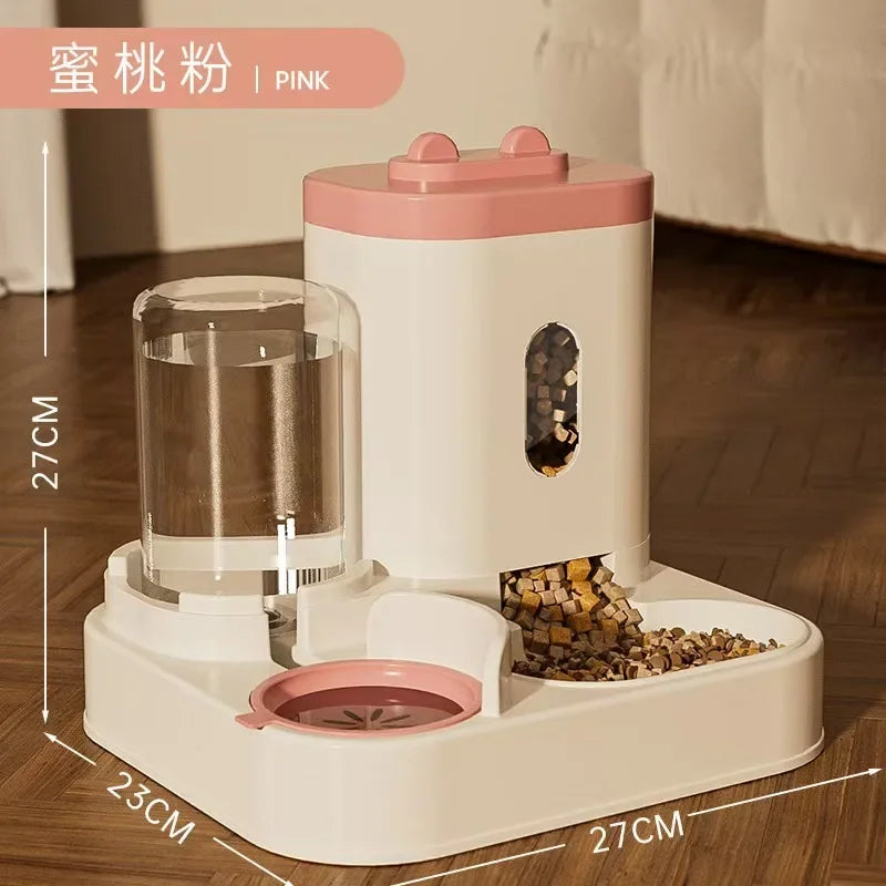 Automatic circulating waterer and tilted food bowl for cats and dogs by Petivo, featuring a whisper-quiet design.