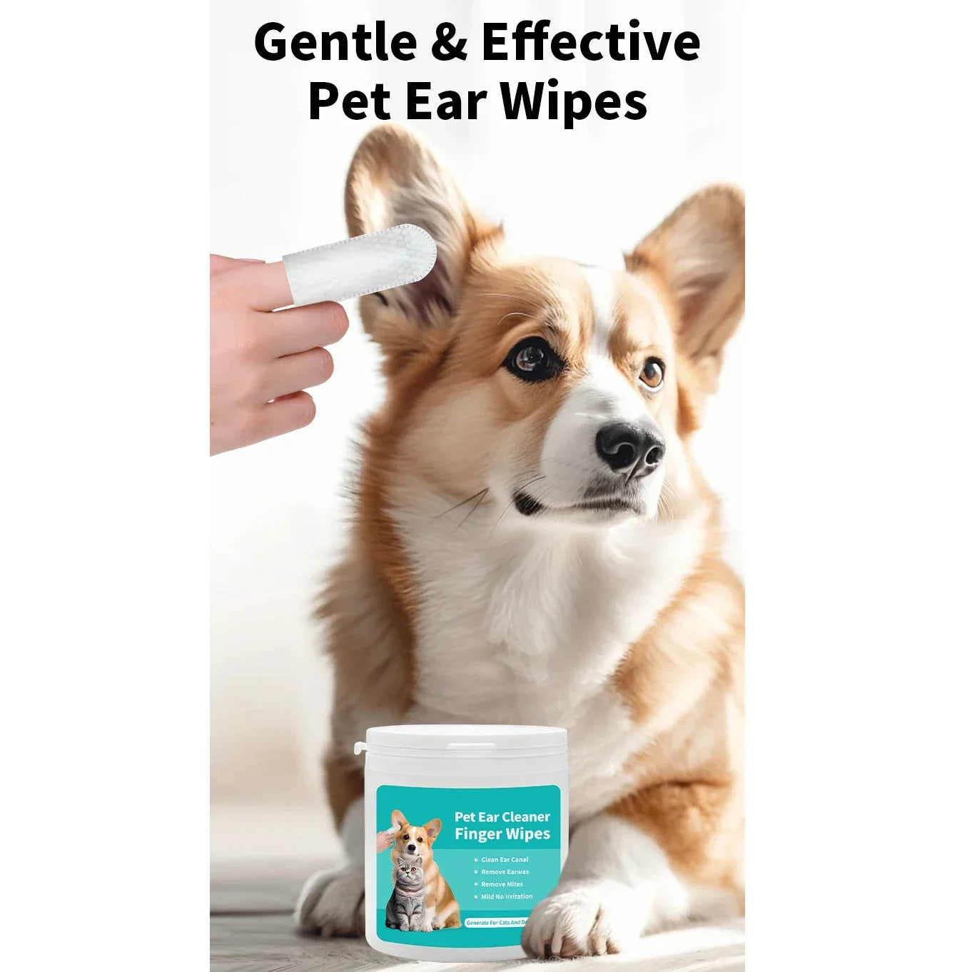 Ultra-soft PureTouch™ hygiene mitts for pets, designed for gentle ear cleaning and fresh breath without irritation.