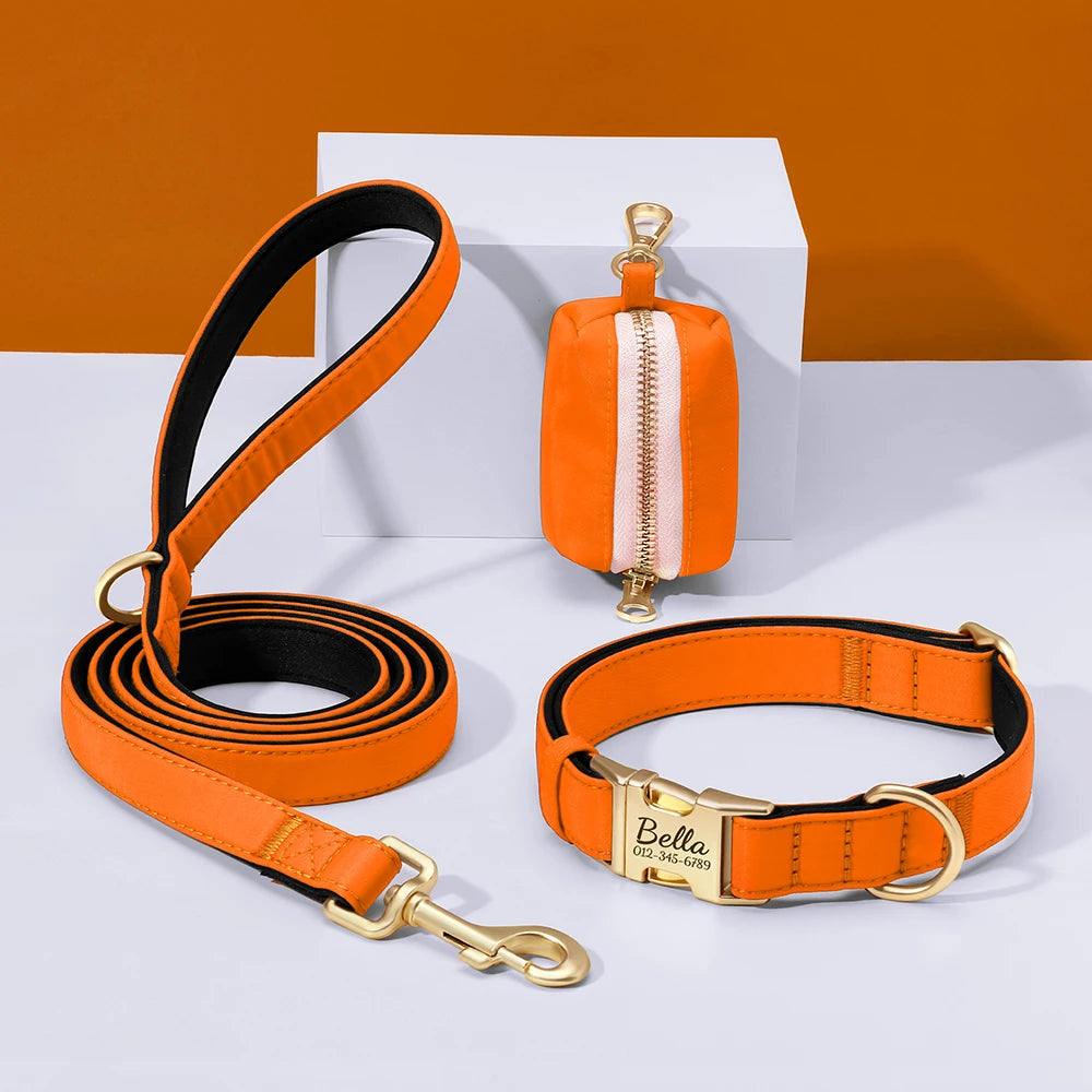 RoyalTag™ Dog Collar – Personalized Wide Leather Collar with Custom Nameplate for Small to Large Dogs