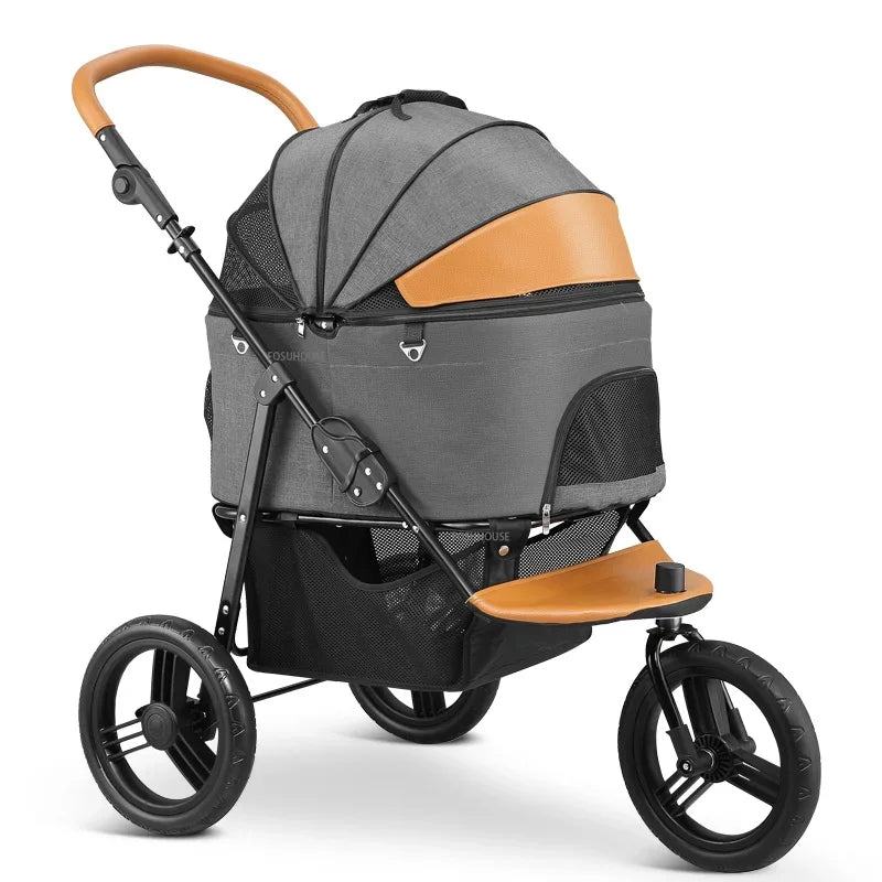 EliteRide™ Pet Stroller – Premium 4-Wheel Foldable Travel Trolley for Dogs & Cats | Breathable Windproof Design