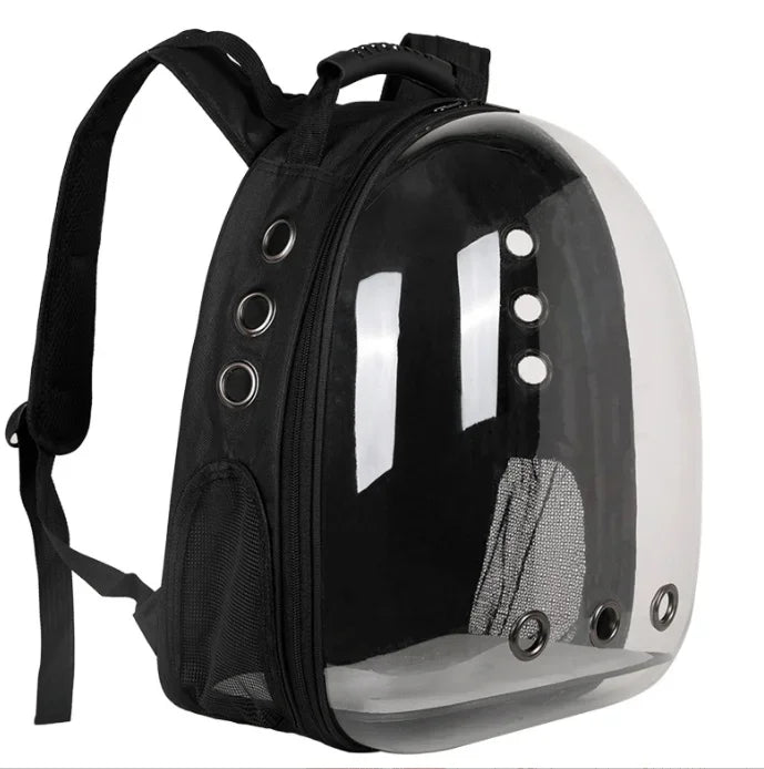 AeroVoyage transparent pet carrier backpack by Petivo, designed for hiking with ultra-ventilated, escape-proof features.