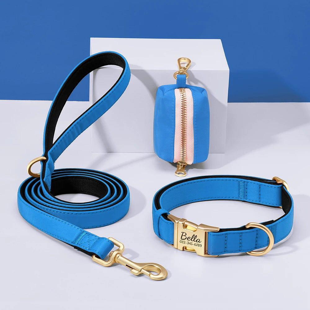 RoyalTag™ Dog Collar – Personalized Wide Leather Collar with Custom Nameplate for Small to Large Dogs