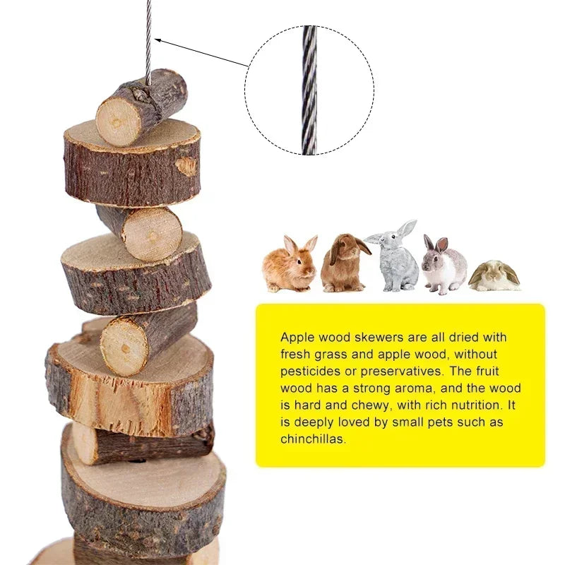 TinyTeeth™ Natural Wood Chew Sticks for small pets, showcasing safe dental toy with natural wood texture.