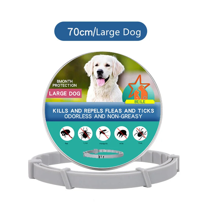 PawProtect™ anti-flea and tick collar from Petivo, adjustable design for 8-month protection on a pet's neck.