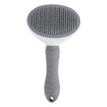 Gray pet grooming brush with ergonomic handle for cat and dog hair detangling