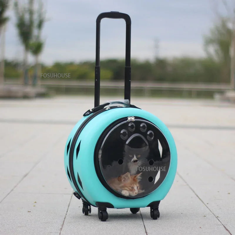 ClearVoyage™ Pet Travel Carrier – Transparent Breathable Trolley & Shoulder Backpack for Cats & Small Dogs