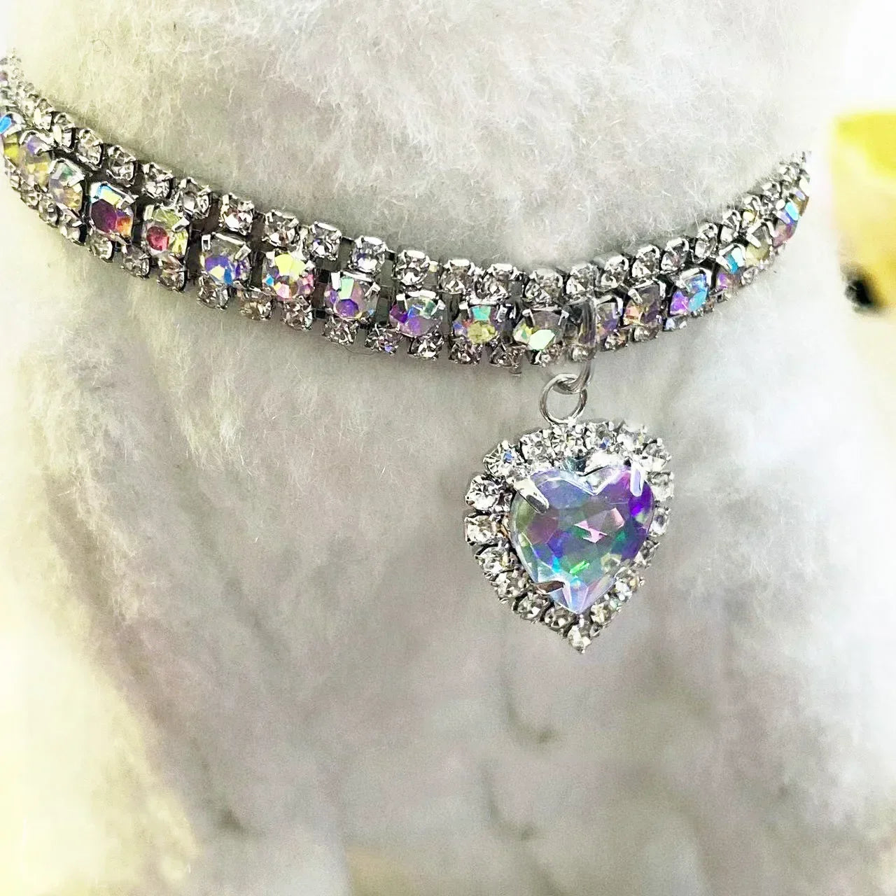CrystalCharm™ pet collar featuring a rhinestone diamante necklace design for cats and small dogs.