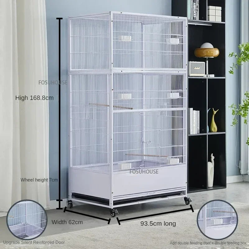 SkyPalace™ Bird Cage – Large Luxury Wrought Iron Villa for Budgies, Cockatiels & Parrots | Splash-Proof Comfort Home