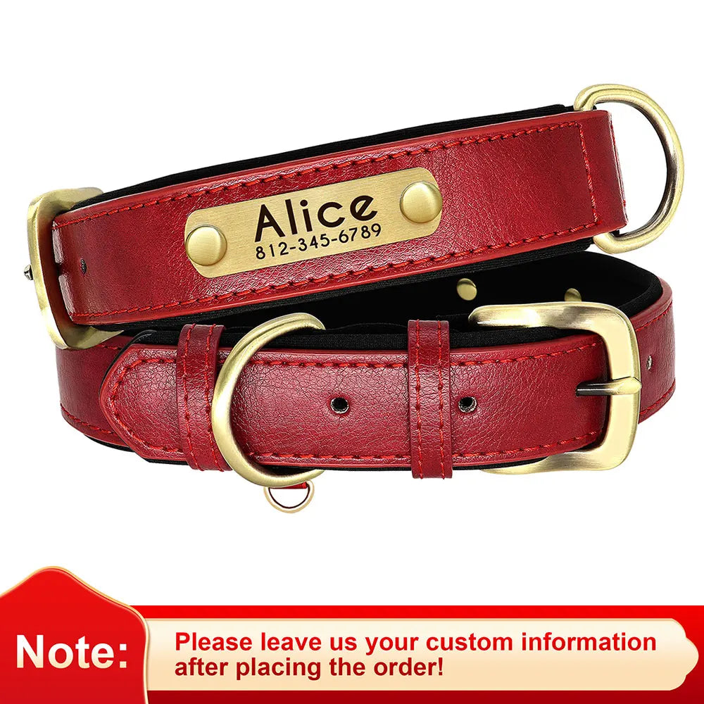 UrbanPaws™ Custom Collar – Wide Soft PU Leather Dog Collar with Personalized Name Tag