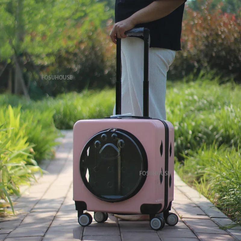 ClearVoyage™ Pet Travel Carrier – Transparent Breathable Trolley & Shoulder Backpack for Cats & Small Dogs