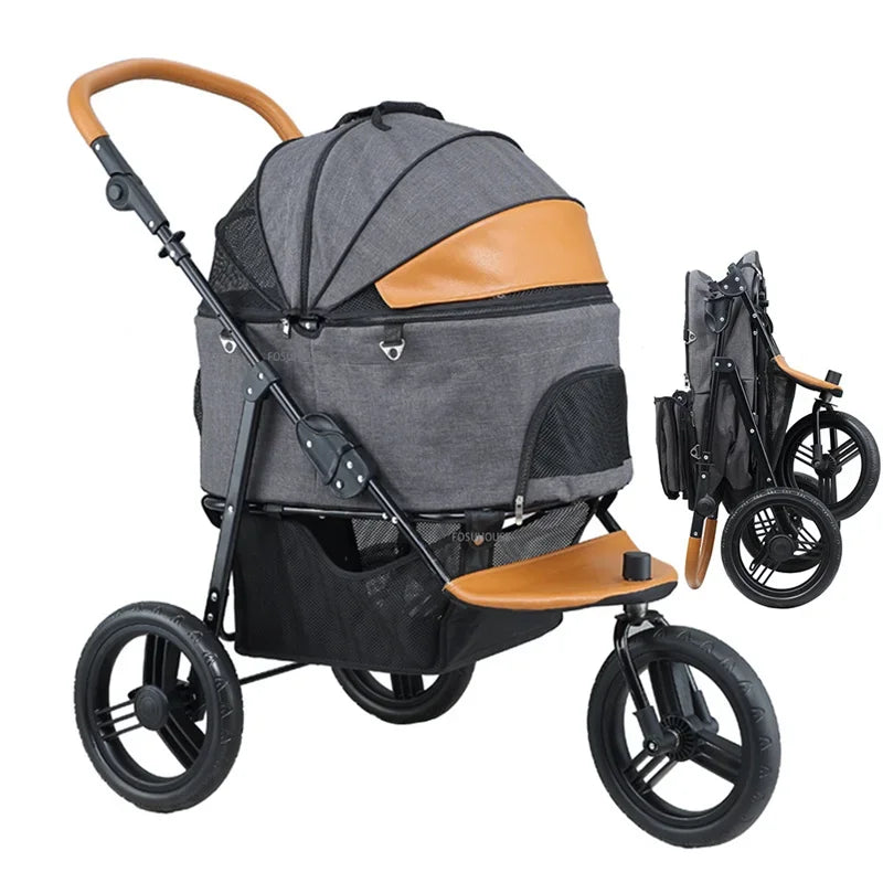 EliteRide™ Pet Stroller – Premium 4-Wheel Foldable Travel Trolley for Dogs & Cats | Breathable Windproof Design